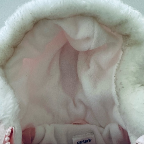 Carter's 3-6 Months Baby Girl Pink  Snowsuit Faux Fur Trimmed Hooded Zip NWT - Picture 6 of 10